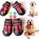 CovertSafe& Dog Boots for Dogs Non-Slip, Waterproof Dog Booties for Outdoor, Dog Shoes for Dogs 4Pcs with Rugged Sole Black-Red Size 8