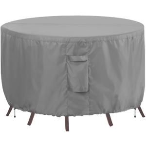 OutdoorLines Outdoor Waterproof Patio Table Furniture Set Covers - Round Couch Sectional Cover Outside Weatherproof Patio Furniture Covering for Deck, Lawn and Backyard 84" DIA x 28" H, Grey (Gray)