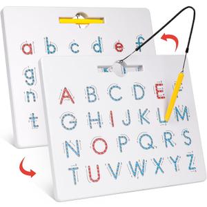 GAMENOTE Double Sided Magnetic Letter Board - 2 in 1 Alphabet Magnets Tracing Board for Toddlers ABC Letters Uppercase & Lowercase Practicing Learning Education Toys