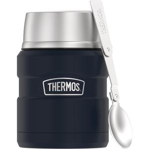 THERMOS Stainless King Vacuum-Insulated Food Jar with Spoon, 16 Ounce, Midnight Blue