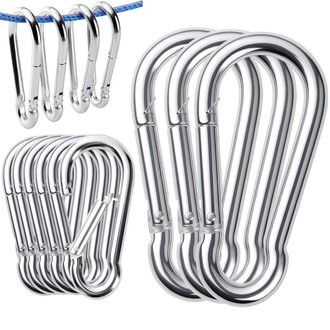 15Pack 5.5 Inch Spring Snap Hooks, Heavy Duty Carabiner Clips for Swing, 12MM 1/2 Quick Chain Link Buckle Clip Keychain Carabiners for Hammock Fitness Gym Boating-1000lbs Capacity