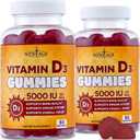 NEW AGE Vitamin D3 5000 IU 125mcg Gummies - Immune Supplement - Non-GMO, Gluten-Free, Dairy-Free, No Gelatin (120 Gummies (Pack of 2) Best By: 01/2028