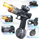 2 Pack Electric Water Guns with Light Up,Full Automatic Electric Squirt Gun 28-32 FT Range Water Pistol Blaster Soaker,Summer Outdoor Pool,Water Toy for Adult&Kid