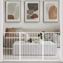 WAOWAO Triple Lock Baby Gate Extra Wide 57.87-62.59" Pressure Mounted Walk Through Swing Auto Close Safety White Metal Dog Pet Puppy Cat for Stairs,Doorways,Kitchen (57.87-62.59"/147-159cm)