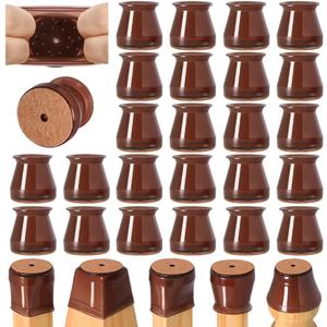 24 Pcs Chair Leg Floor Protectors for Hardwood Floors Silicone Covers to Protect Wood Tile Floors Felt Bottom Furniture Leg Caps Non Slip Reduce Noise (Fit:0.9"-1.29")