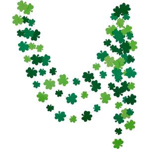 2 x 3Pcs Green St Patricks Day Garland Saint Patricks Shamrock Garland Hanging Shamrock St. Patrick's Day Garland Decorations for Home Mantel Office Irish Day Party Supplies (NO DIY)
