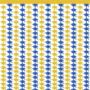 5 x Graduation Decoration 2026 2027 - Blue Gold Graduation Cap Tinsel Streamers Backdrop Banner | Grad Photo Booth Props Party Favors Supplies Indoor Outdoor - Graduation Party Decorations