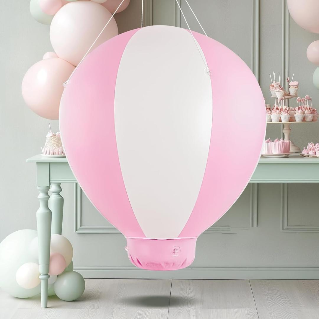 3FT Hot Air Balloon Decorations with Air Pump, Hanging Balloon for Girls Boys Baby, for Birthday Wedding Exhibitions, Pink