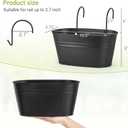 Dahey 3 Pcs 10.5 Inch Hanging Flower Pots for Railing Fence Metal Wall Planters for Indoor Plants Outdoor Countryside Window Flower Holder with Hooks Drainage Holes for Garden Yard Home Decor, Black
