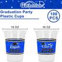 Gatherfun Graduation Decorations 2026-100 Pcs 16oz Blue Graduation Plastic Cups for Grad Party | Sturdy & Durable Drinkware for Grad Festivities | Essential Grad Party Supplies & Decorations, Small