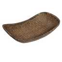 Antique Woven Wicker Tray Basket, Brown