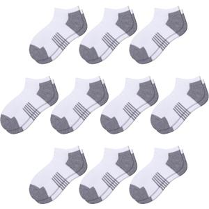 Comfoex 10 Pairs Boys Socks Low Cut Ankle Socks For Kids 7-10 Years, White 10 Pairs Years Old Short Athletic Socks With Cushioned Sole