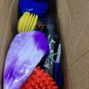 Honoson Half Ball Trainer Yoga Ball with Resistant Band Foot Pump Set, Half Exercise with Fitness Elastic Belt Hedgehog Balance Pods for Core Stability Full Body Workout Gym (23.2 Inch, Purple)