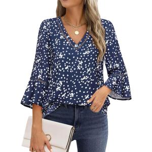 Timeson Women's Business Casual Tops 3/4 Sleeve Dressy Blouses Office Work Shirts (M)