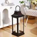 Nuogo Farmhouse Large Lanterns for Outdoor 20 Inch Black Metal Lanterns with Glass Panels Hanging for Table Porch Vintage Home Party Decor Gift Indoor Outdoor, Candle Not Includes