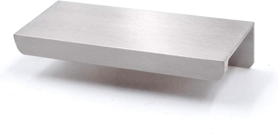 Jetland Cabinets Drawers Edge Pulls - 10-Pack, 3" Overall Length, Brushed Nickel, Concealed Tab Pulls for Kitchen Garage Cabinet Drawers, PW5018BS76L
