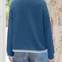 ZESICA Women's Oversized Long Sleeve Sweaters Fall Crewneck Color Block Loose Ribbed Knit Pullover Tops (L)