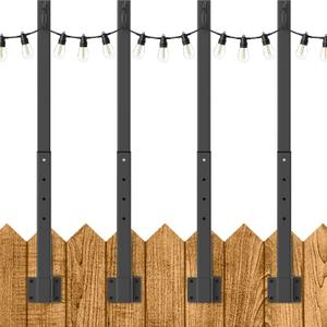 4 Pack 2.8Ft String Light Poles,Outside String Lights,Outdoor Light Poles,Metal Poles Stand for Patio,Backyard,Deck