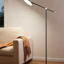 EDISHINE LED Floor Lamp for Reading, 1600LM Bright Dimmable Lamp with Type-C Port, Head & Arm Rotating, 3000K-6000K Tall Modern Minimalist Standing Light for Living Room, Bedroom, Office, Black