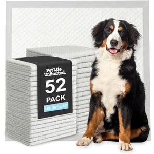 Pet Life Unlimited Heavy Duty 3XL Puppy Pads for Dogs, Potty Training Pee Pads, 52 Count, 36" x 36", Leak-Proof, Super Absorbent, Quick-Dry, Odor Control Clover Leaf Scent, Made in USA