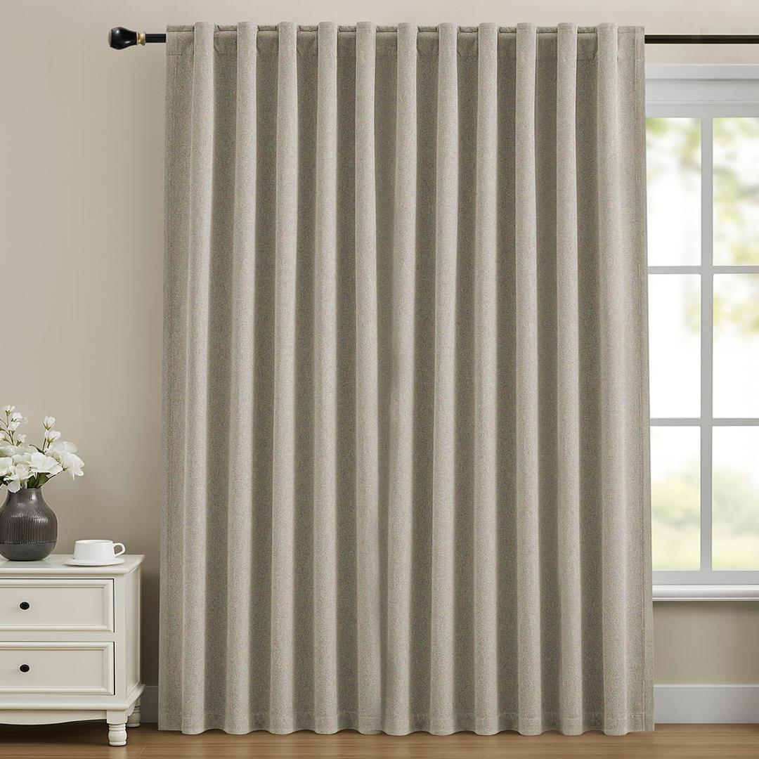 Dreaming Casa 100% Blackout Curtains 84 Inches Long, Linen Textured Window Treatment Rod Pocket & Back Tab Curtain Drapes for Bedroom Living Room Divider, 2 Panels, 100" W x 84" L, Linen