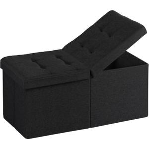 30-INCH Storage Ottoman Bench, Footrest with Storage, End of Bed Bench Coffee Table for Living Room, Bedroom, Entryway, Black