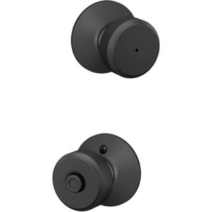 Schlage F40 BWE 622 Bowery Door Knob, Bed & Bath Privacy Lock, Matte Black