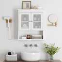 Spirich Bathroom Cabinet Wall Mounted, Medicine Cabinet Organizer with Glass Doors and Adjustable Shelves, Bathroom Wall Cabinet Over Toilet, White