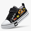 Toddler Boys Girls Slip On Canvas Sneakers Cartoon Dinasour Printed Little Kid Unisex Adjustable Strap Walking Shoes Lazy Shoes with Hook and Loops 1 size