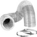 5 Inch Duct 5 Feet, Hon&Guan Flexible Dryer Vent Hose For Tight Space Dryer Exhaust Hose Aluminum Duct For Heating and Cooling Ventilation-with 2 Clamps