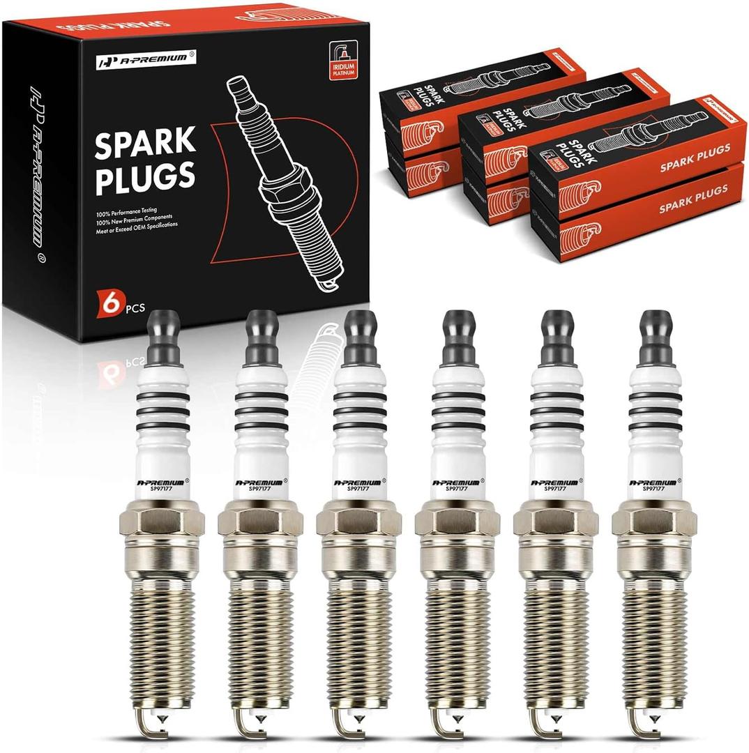 A-Premium Iridium Platinum Spark Plugs Compatible with Ford F-150 2011-2019, Explorer 2013-2019, Transit-150, Transit-250, Transit-350, Transit-350 HD, Taurus, Expedition, Flex, Pack of 6