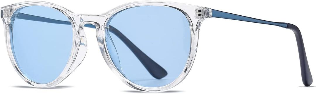 HJSTES Polarized Kids Sunglasses for Girls Boys, 100% UV Protection for Children Sun Glasses, 50MM (Clear Frame/Blue Lens)