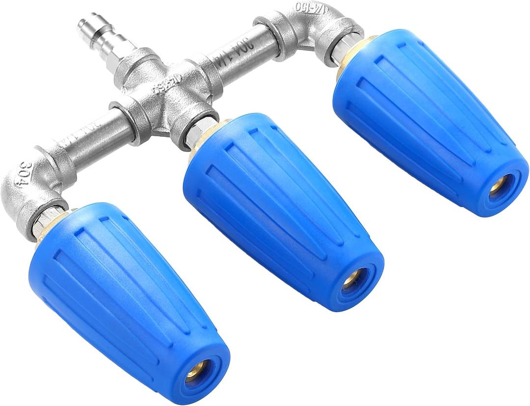 EASYBRO Triple Turbo Nozzle Pressure Washer, 360 Rotating Turbo Nozzle for Power Washer with 1/4" Quick Connector, 3-in-1 Blue Turbo Nozzle Tip, 4000 PSI, 6 GPM, 2.0 Orifice