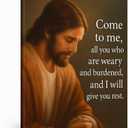 DoawBang Jesus Wall Art Canvas Come to Me Matthew 11:28 Scripture 12x16 inch Inspirational Christian Decor for Prayer Room, Home, or Office