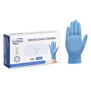 SwiftGrip Disposable Light-Duty Nitrile Exam Gloves, Blue, EN35B Series (3 mil), Pack of 50