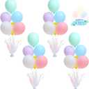 4 Set Pastel Birthday Decorations Rainbow Party Table Balloons Centerpiece Stand Kit with Pastel Multicolor Macaron Balloons for Girls Baby Shower Birthday Party Wedding Prom Unicorn Table Decorations 