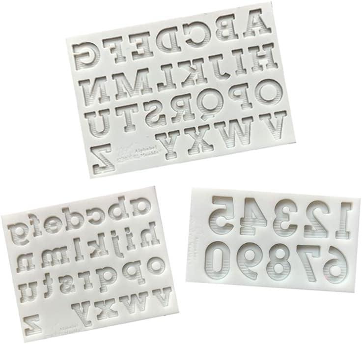 Silicone Mould 3-Piece Set Of 26 Uppercase And Lowercase Letters And Numbers Silicone Fondant Cake Decoration Mold Diy Baking