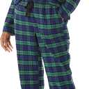 Amazon Essentials Women's Flannel Long-Sleeve Button Front Shirt and Pant Pajama Set (X-Large, Cobalt Blue Green Blackwatch Plaid)