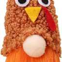 PRETYZOOM Lighted Gnome Doll Pendant 5.7 Inch Hanging Thanksgiving Turkey Ornament Fall Home D Cor Accent (Khaki)
