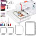 POOLIN EOC06 Embroidery Machine,7" Touchscreen,7.9"x11" Hoop Area,Computerized Home Embroidery Machine for Beginners Gifts,200 Built-in Designs,USB & Wireless,Software,4 Hoops,Thread,Bobbin,Stabilizer