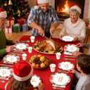 175 Pcs Christmas Paper Plates and Napkins Sets wreath, bell, bowknot Disposable Tableware Set Includes Dinner & Dessert Paper Plates, Napkins, Cups & Forks Christmas Party Supplies Serve 25 (Red)