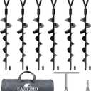 Eazy2hD 6 Pack Tent Stakes Heavy Duty, 15 Inch Ground Anchors Screw in, Metal High Winds Trampoline Stake with Nut and Tool, Spiral Anchor Kit for Camping, Swing Set, Mobile Home, Car Ports (Black)