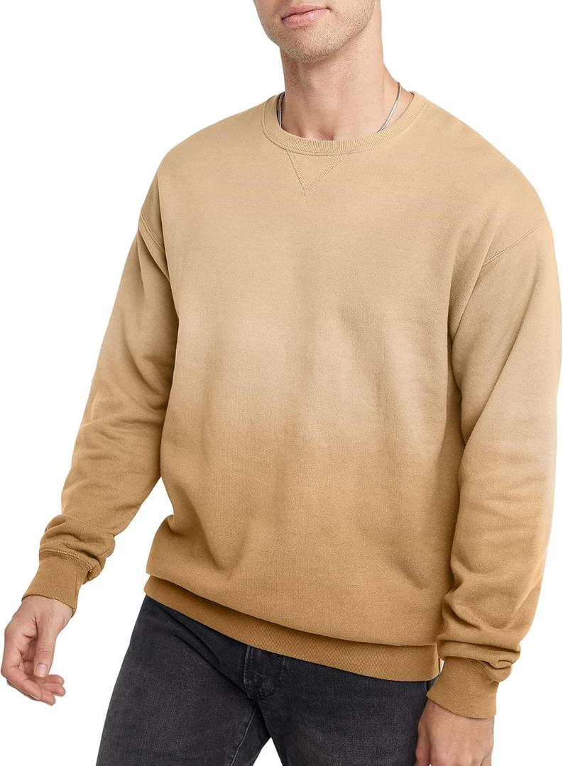 Hanes Originals Fleece, Garment Dyed Pullover, Crewneck Sweatshirts for Men (Small, Brown Sugar Ombre)