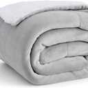 Bedsure GentleSoft Sherpa Fleece Throw Blanket for Couch, Non-Heated, Thick and Warm Throw for Women and Men, Soft Fuzzy Plush Blanket for Winter, Light Grey, 50x60 Inches