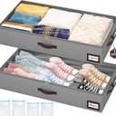 OIAHOMY 2 Pack Under Bed Storage with Handles, Underbed Container for Bedroom & Closet, Fits Beds Higher than 6", Under the Bed Storage for Seasonal Clothes, Blankets & Shoes - Grey