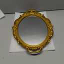 Zosenley Polyresin Ellipse Antique Decorative Mirror Tray, Makeup Organizer, Jewelry Organizer, Serving Tray, 9.8x 14.6, Gold