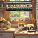 Green Southwest Tribal Navajo Aztec Fancy Abstract Geometric Ethnic Hipster Window Curtain Valance Blackout for Decorative Privacy Rod Pocket 52 X 16 Inches