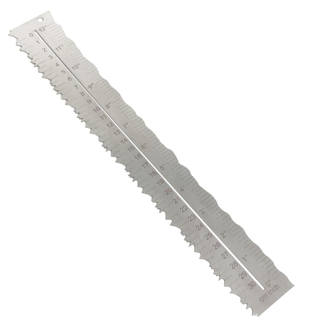 Stainless Steel Metal Paper Tearing Ruler for Cutting Paper to Irregular Edges 12'' Measuring Tool for School Office Architect and Drawing