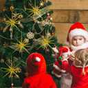 Syhood 6 Pcs Glitter Starburst Star New Year Ornaments 8 Inch Exploding Glitter Starburst Bethlehem Star Hanging Tree Ornaments Tabletop 3D Decor New Year Holiday Party(Gold,Bright)