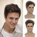 STfantasy Ash Brown Short Synthetic Wig for Men - Modern Style, Breathable Cap, Lightweight, No Tangle, No Shedding